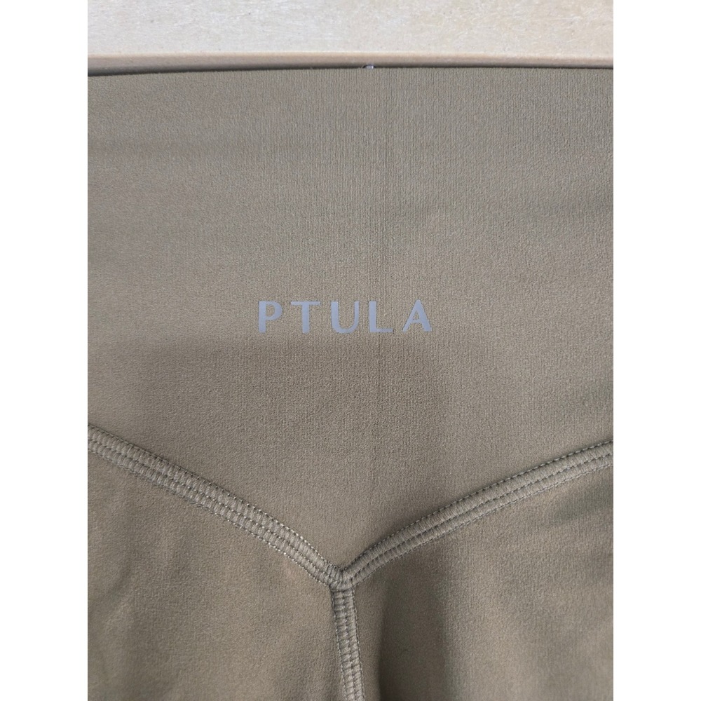 Ptula Womens Olive Green High Waisted 6 Inch Inseam Biker Shorts Size Large NWT - Picture 3 of 8